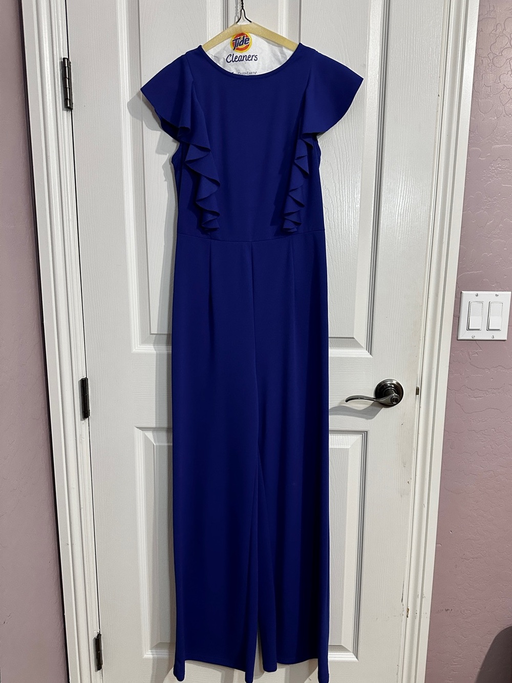 Elegant Royal Blue Ruffle Sleeve Jumpsuit